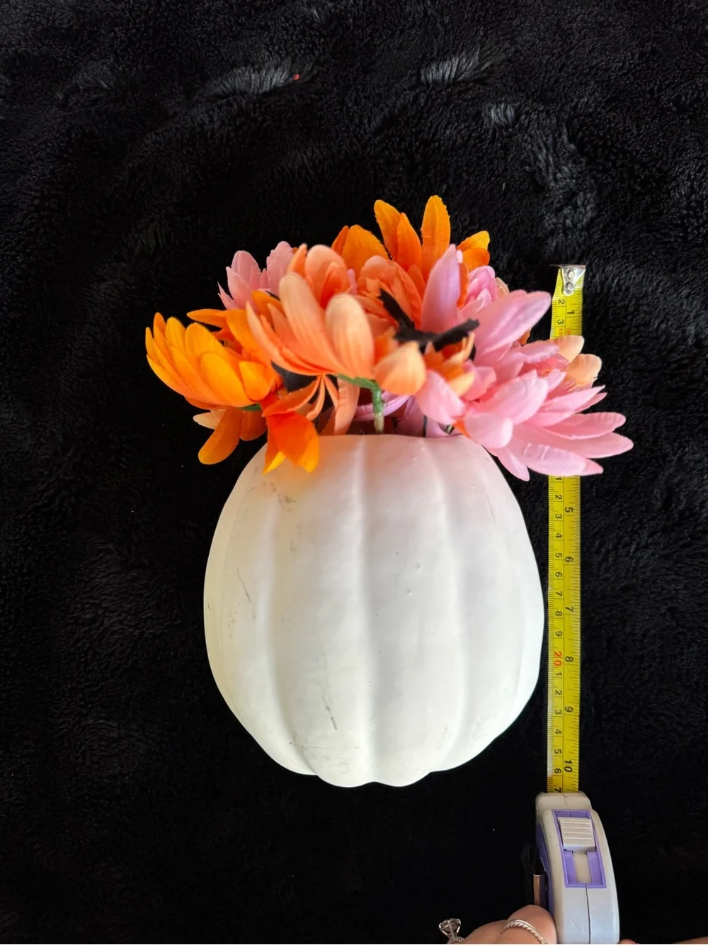Set of 10 Faux Floral Pumpkin & Skull Centerpieces in Pink, Orange and Black